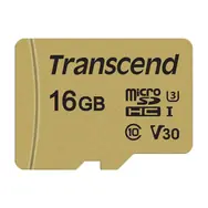 Transcend 500S Micro SDHC 16GB + adaptér / UHS-I / U3 / V30 / R: 95MBs / W: 60MBs
