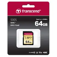 Transcend 500S SDXC 64GB / UHS-I / U3 / V30 / R: 95Mbs / W: 60MBs