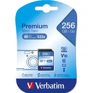 Verbatim SDXC 256 GB pamětová karta Premium U1/ Class U1 / UHS-I / R: 90 MBps / W: 10 MBps
