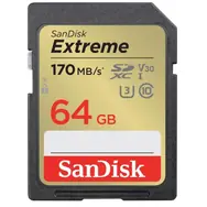 SanDisk Extreme SDXC 64GB / Class 10 / čtení/zápis 170/80 MB/s / vhodné pro 4K
