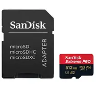 SanDisk Extreme PRO microSDXC 512GB + adaptér / Class 10 / UHS-I / čtení: až 200MBs