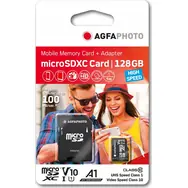 AgfaPhoto MicroSDXC 128GB + Adaptér / R:100 MB/s / W:20 MB/s / Class 10 