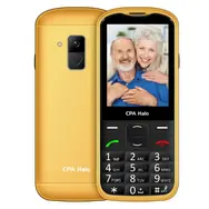 CPA Halo 28 Senior s nabíjecím stojánkem zlatá / 2.8" / 240 x 320 / 0.3 Mpx / SOS / svítilna / rádio / MicroSD / BT 