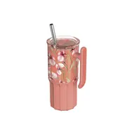 Quokka Nerezový termohrnek s brčkem Umi Floral Coral 720 ml