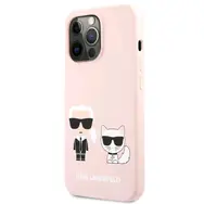 Karl Lagerfeld and Choupette Liquid Silicone Zadní Kryt pro Apple iPhone 13 Pro růžová