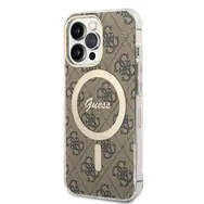 GUESS 4G IML MagSafe Zadní Kryt pro Apple iPhone 13 Pro Hnědá