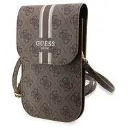 GUESS PU 4G Printed Stripes Phone Bag hnědá