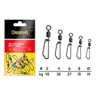 Delphin Karabinka s obratlíkem Rolling swivel with T snap Velikost 10 14kg 10ks