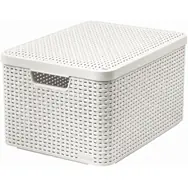 Curver Rattan Úložný košík s víkem 30 l bílá / 44.5 x 33 x 24.8 cm