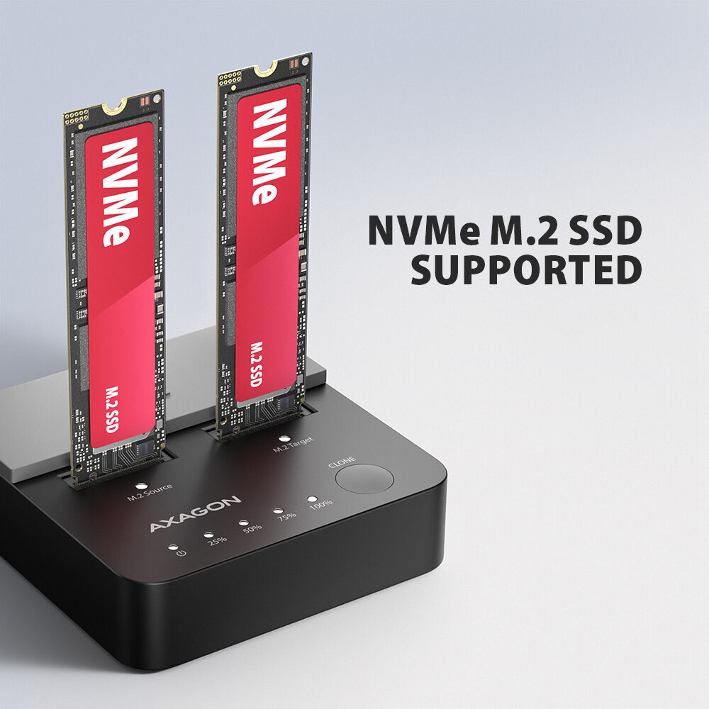 AXAGON ADSA-M2C22L dva NVMe SSD disky