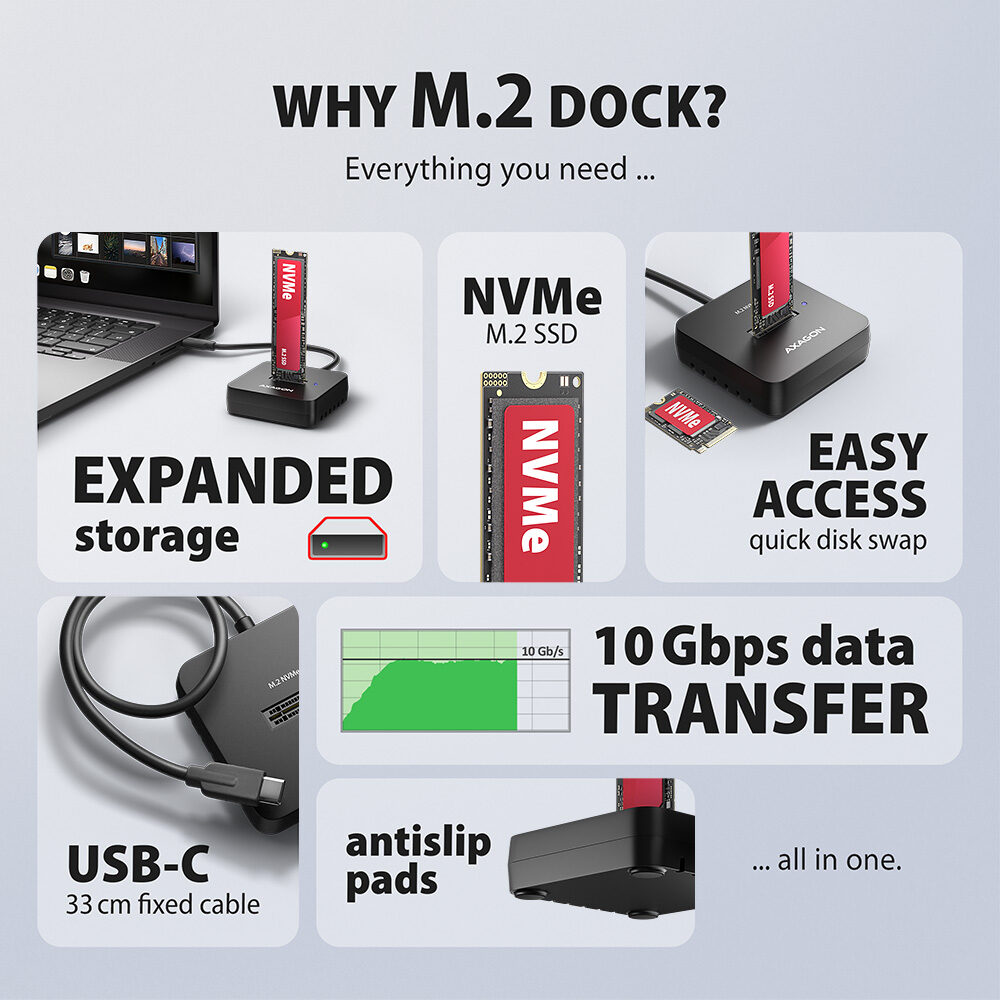 AXAGON ADSA-M2C11L přenosová rychlost 10 Gbps