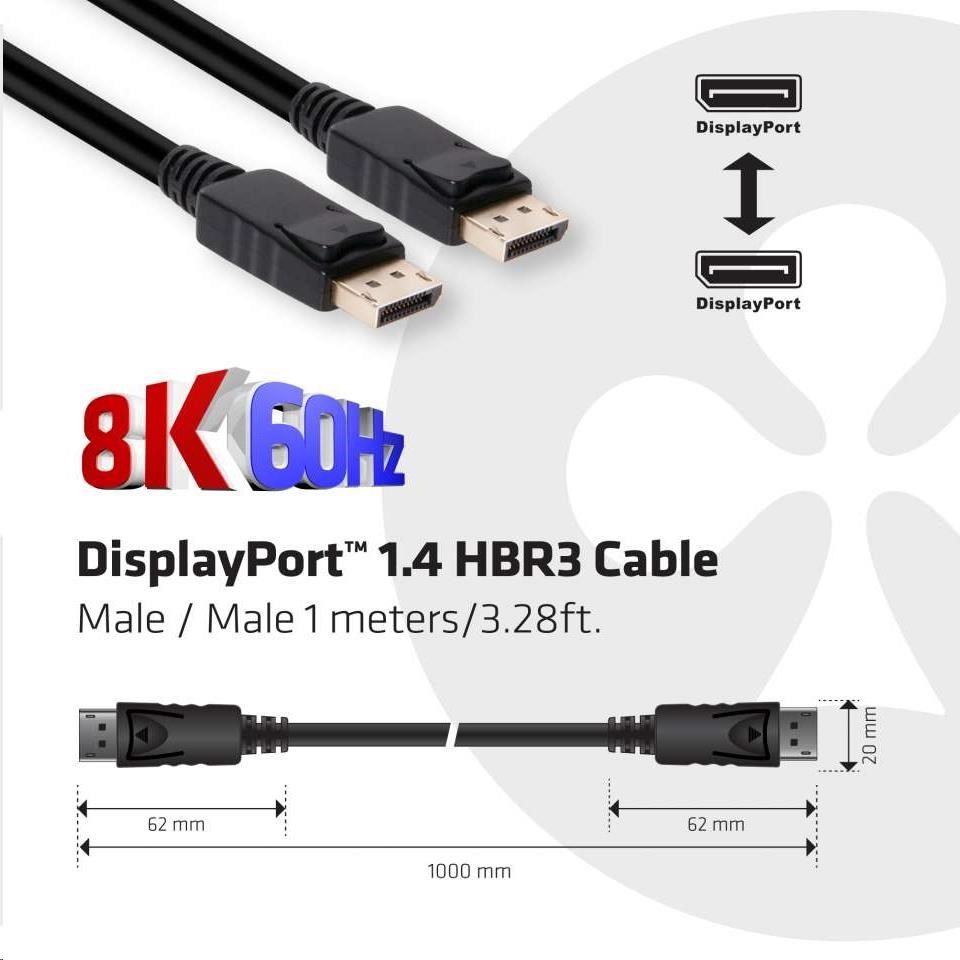 Propojovací kabel DisplayPort 1.4 pro rozlišení 8K@60Hz
