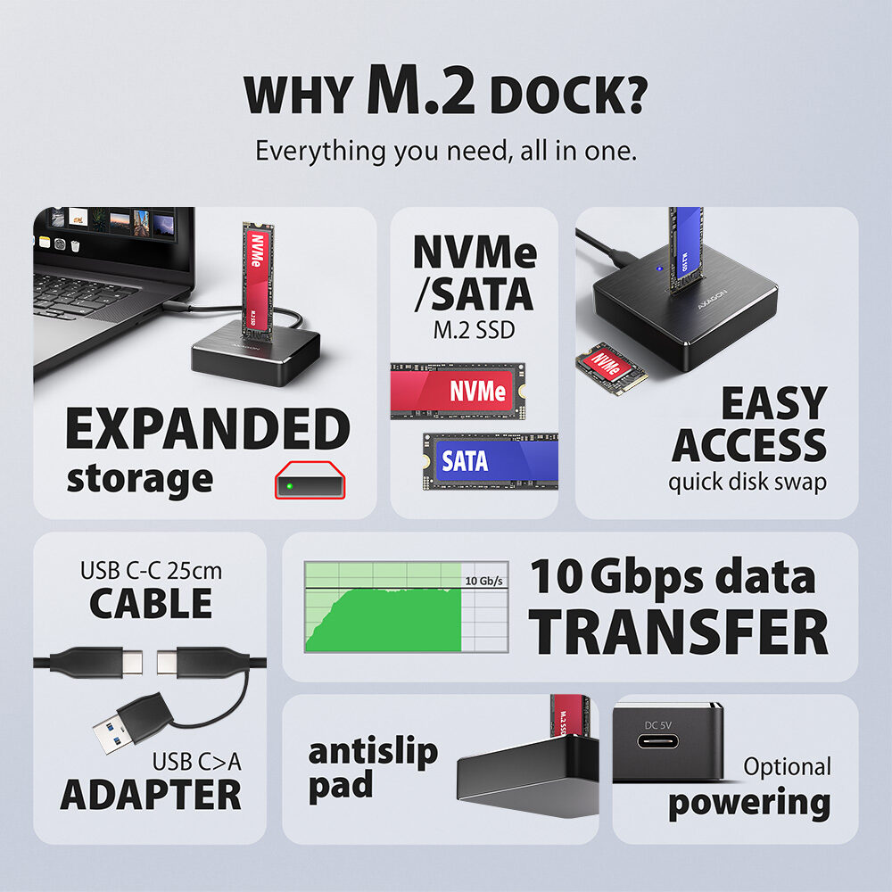 AXAGON ADSA-M2C11 NVMe SATA M.2 SSD