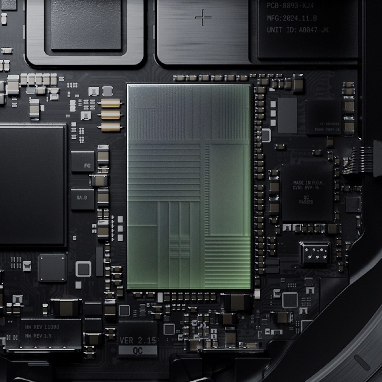 Detail čipu na základní desce Galaxy Watch Ultra2